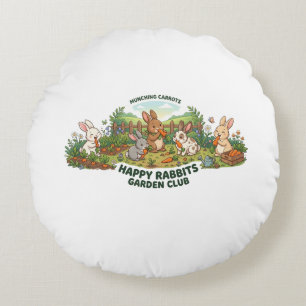 Happy Rabbits Garden Club T-Shirt – Cute Cartoon  Round Cushion