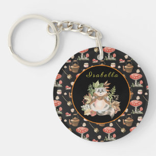 Happy Racoon Customise Text and Colour Keychain
