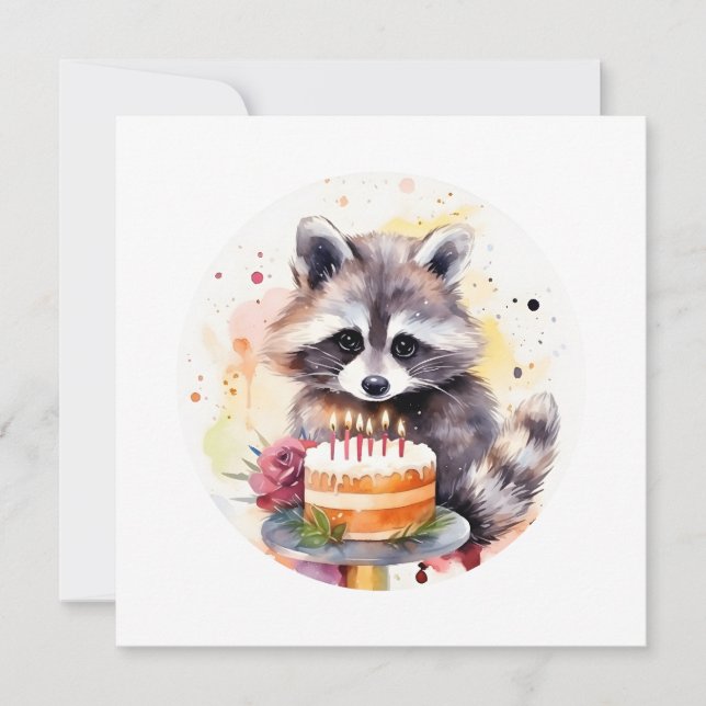 Happy Racoon with Birthday cake (Front)