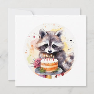 Happy Racoon with Birthday cake