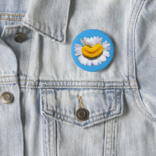 Happy Radiant Chamomile Flower Smile 6 Cm Round Badge