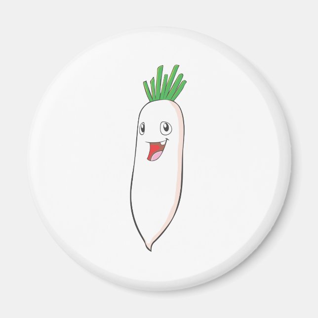 Happy Radish Vegetable Cartoon Magnet (Front)