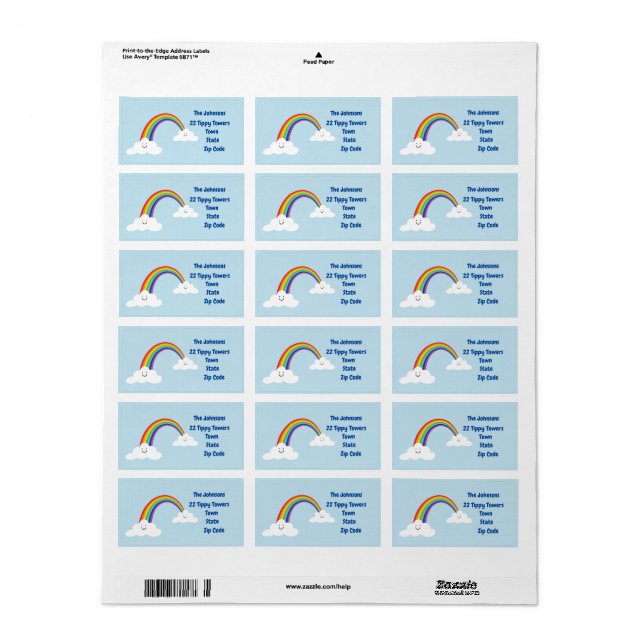 Happy Rainbow Address Label, Colourful Postal Label (Full Sheet)