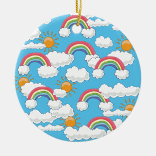 Happy Rainbow Ceramic Ornament