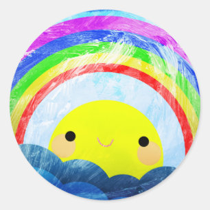 Happy Rainbow Classic Round Sticker