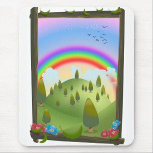 Happy Rainbow Landscape Mouse Pad