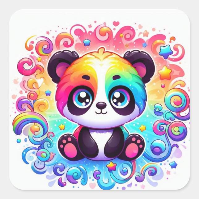 Happy rainbow panda sticker (Front)