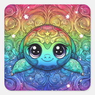 Happy rainbow turtle stickers