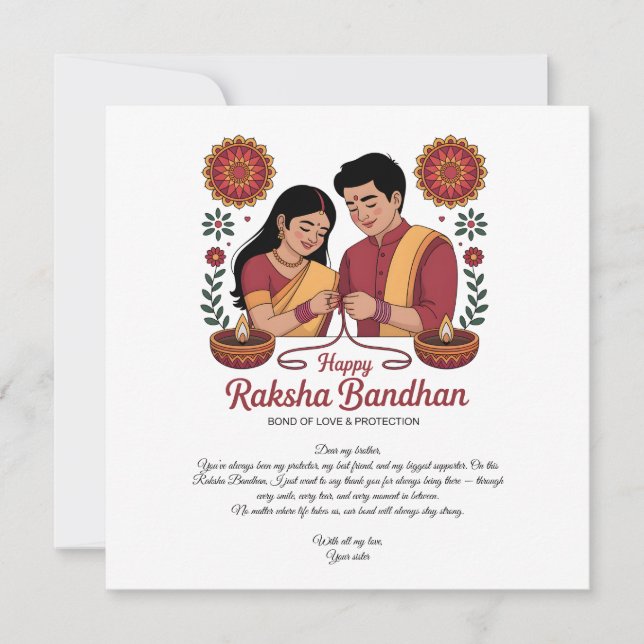 Happy Raksha Bandhan Flat Card (Front)