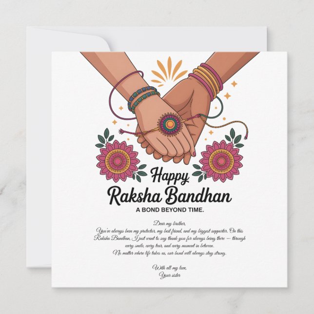 Happy Raksha Bandhan Flat Card (Front)