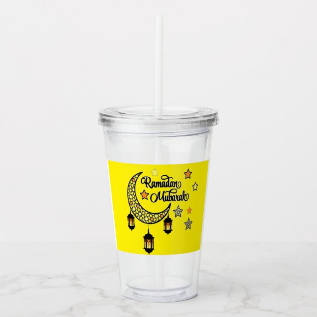 Happy Ramadan Kareem And Eid Mubarak 2025 Acrylic Tumbler (Front)
