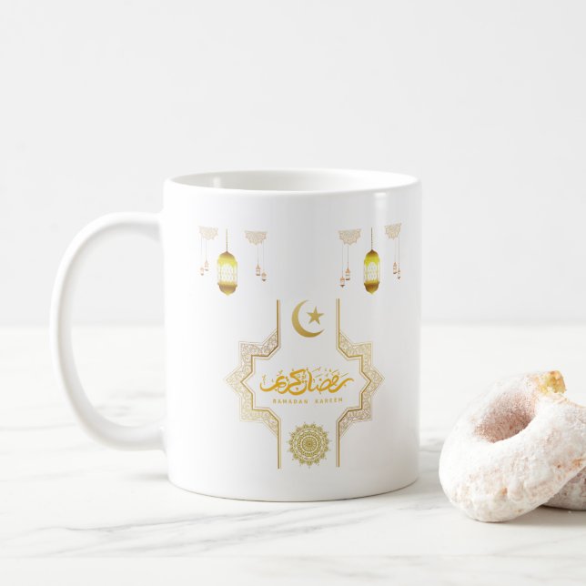 Happy Ramadan Kareem -Eid Mubarak Wishes  Holiday  Coffee Mug (With Donut)