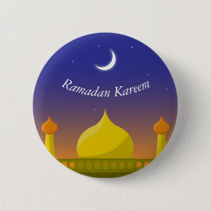 Happy Ramadan Kareem Elegant Islamic Crescent Gift 6 Cm Round Badge