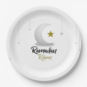 Happy Ramadan Kareem Elegant Islamic Crescent Gift Paper Plate