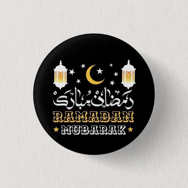 HAPPY RAMADAN MUBARAK KAREEM 2026 3 CM ROUND BADGE (Front)
