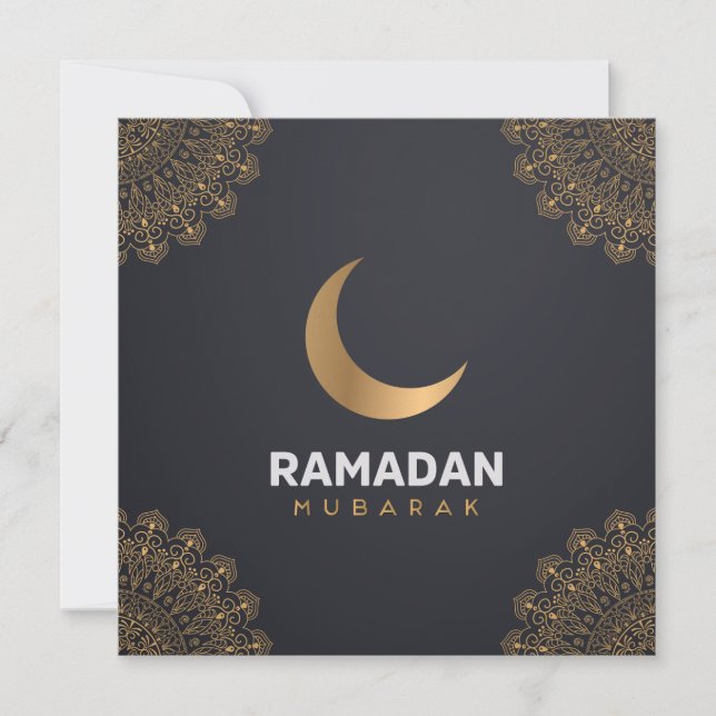 Happy Ramadan Mubarak | Ramadan Kareem Gold Muslim Holiday Card (Front)