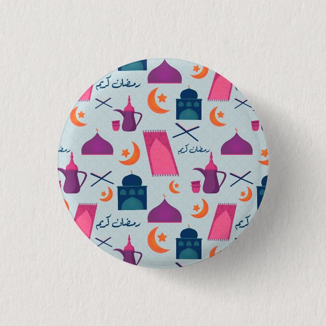 Happy Ramadan Pattern 3 Cm Round Badge (Front)