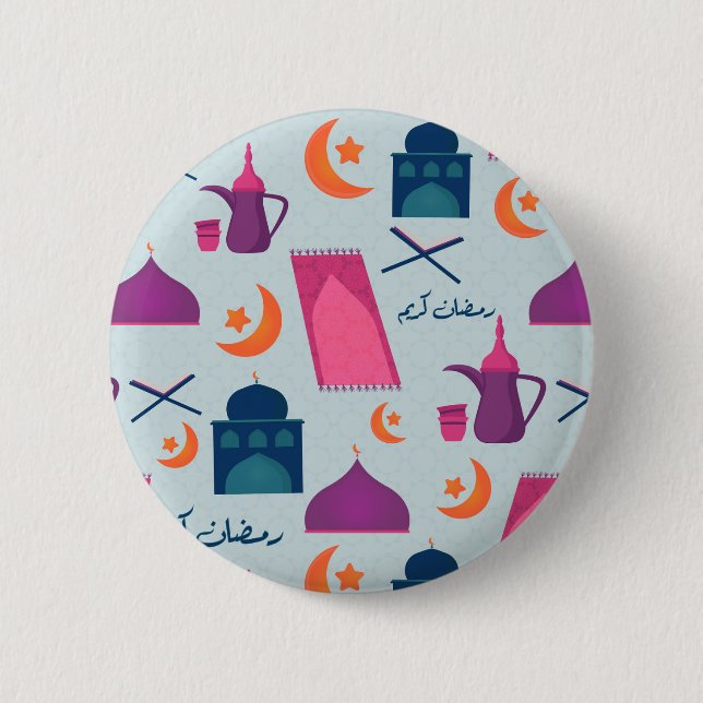 Happy Ramadan Pattern 6 Cm Round Badge (Front)