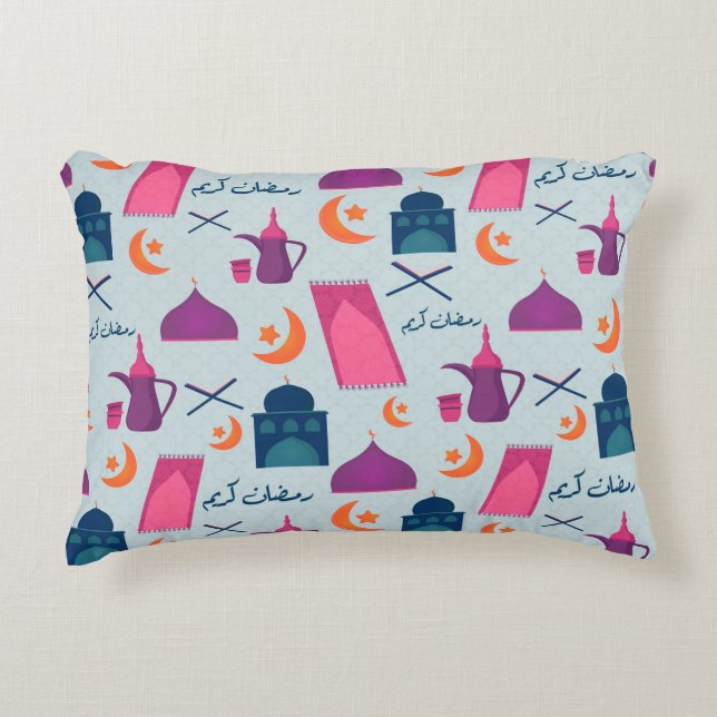 Happy Ramadan Pattern Decorative Cushion (Front)