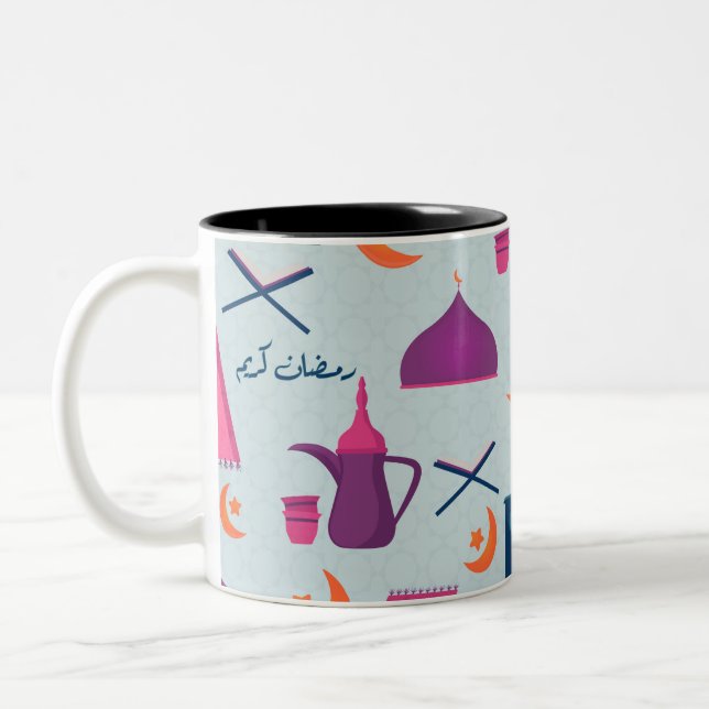 Happy Ramadan Pattern Two-Tone Coffee Mug (Left)