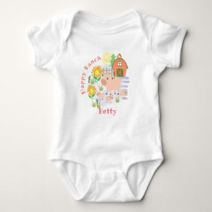 Happy Ranch Pig. Personalised.  Baby Bodysuit