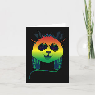 Happy Rasta Coloured Panda Bear Face With Sunglass Card