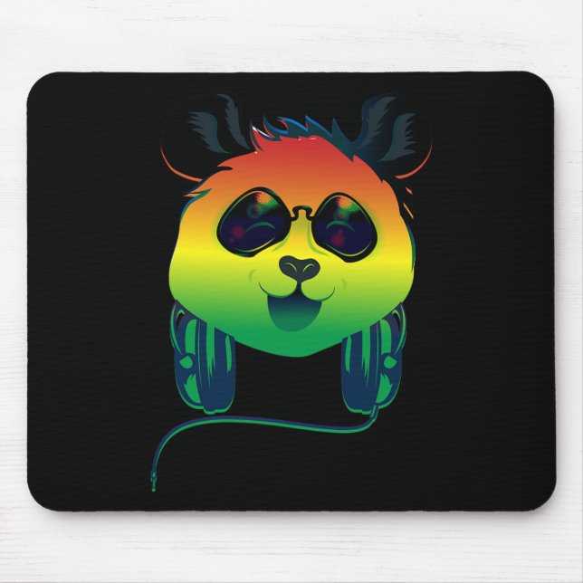 Happy Rasta Coloured Panda Bear Face With Sunglass Mouse Pad (Front)
