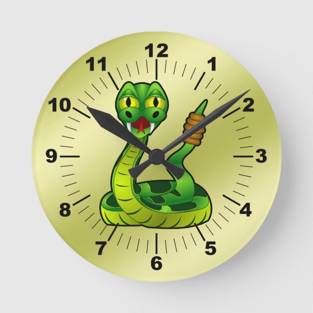 Happy rattlesnake round clock (Front)