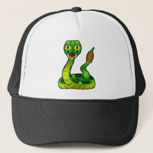 Happy rattlesnake trucker hat