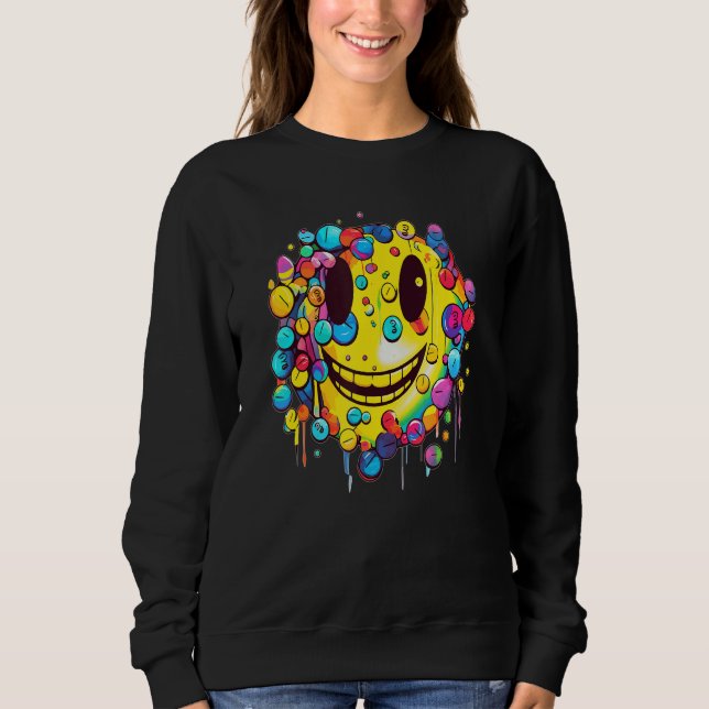 Happy Rave Face Party  EDM Music Festival Sweatshirt (Front)