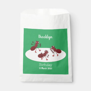 Happy red ants ice skating cartoon favour bag