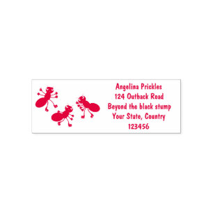 Happy red ants ice skating cartoon self-inking stamp