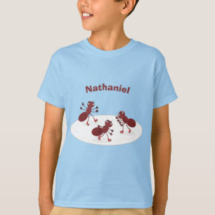 Happy red ants ice skating cartoon T-Shirt