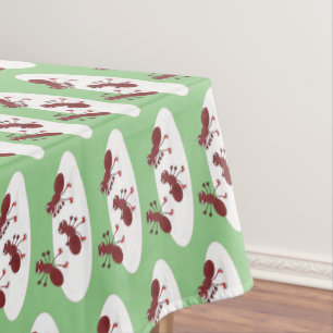 Happy red ants ice skating cartoon tablecloth