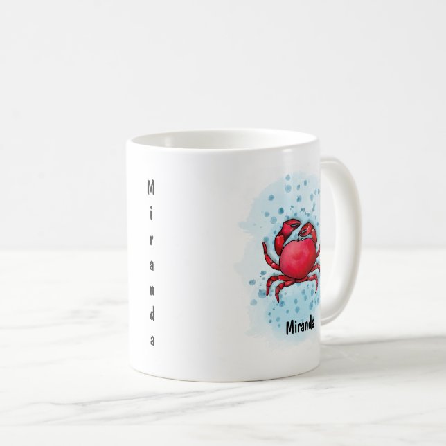 Happy red Crab watercolor style Coffee Mug (Front Right)