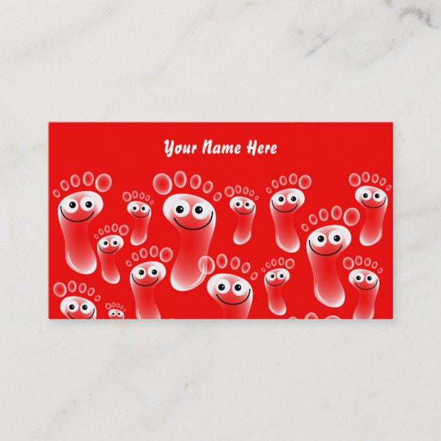 Happy Red Feet, Your Name Here Business Card (Front)