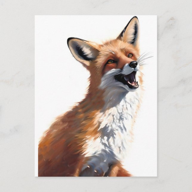 Happy Red Fox OWN ART Vixen Wild Nature Blank Postcard (Front)