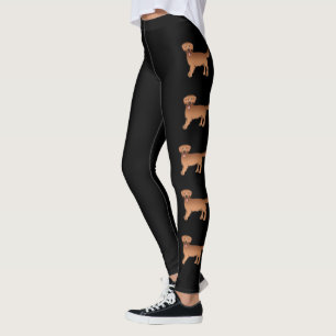 Happy Red Golden Retriever Cartoon Dogs Leggings