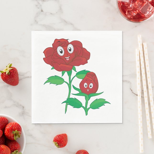 Happy Red Rose Characters Napkin (Creator Uploaded)