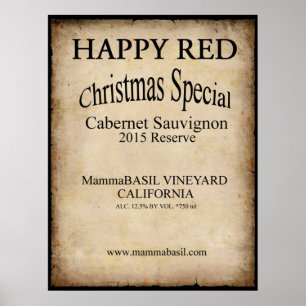 Happy Red Wine Christmas Poster! Poster