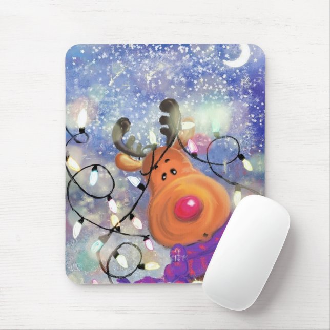 Happy Reindeer - Christmas Mouse Pad (With Mouse)