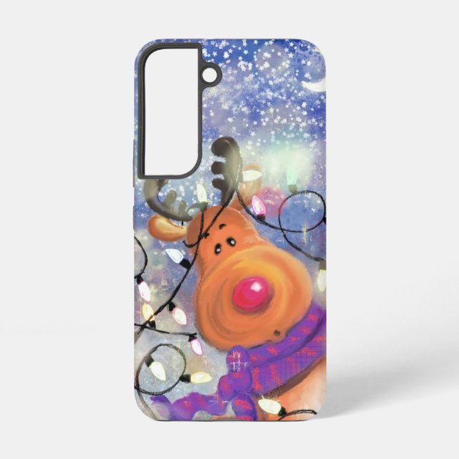 Happy Reindeer Christmas Samsung or iPhone Cases (Back)
