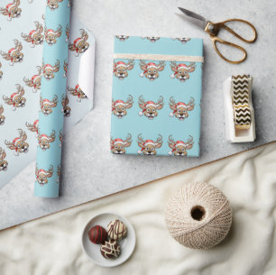 Happy Reindeer Christmas Season Wrapping Paper