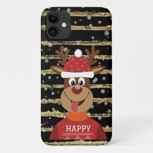 Happy Reindeer In the Snow iPhone 11 Case