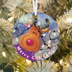 Happy Reindeer Merry Christmas Ornament Gift