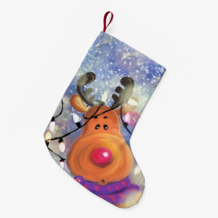 Happy Reindeer - Merry Christmas - Small Christmas Stocking