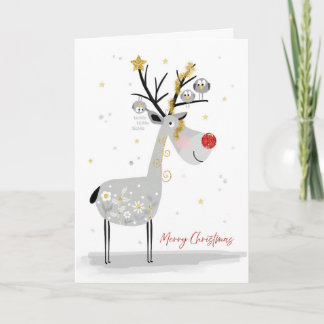 Happy Reindeer with Birdy Buddies Christmas Card