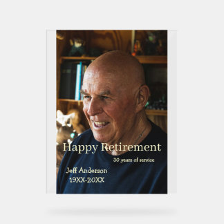 Happy retirement add name photo years of service r acrylic sign