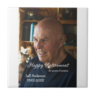 Happy retirement add name photo years of service r ceramic tile