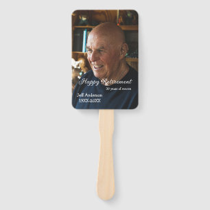 Happy retirement add name photo years of service r hand fan